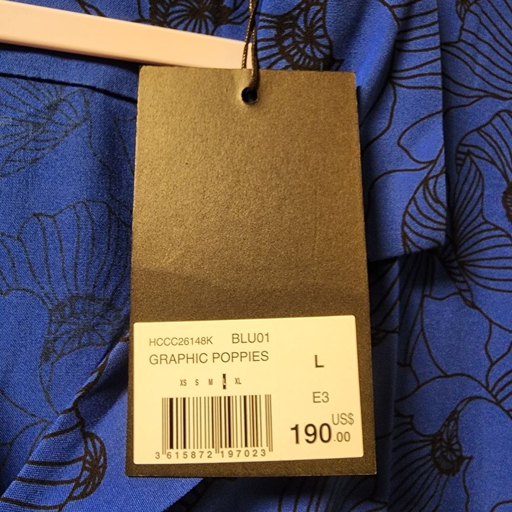The Kooples Graphic Poppies Short Sleeve Blue Shirt Large $190 NWT - Picture 3 of 6